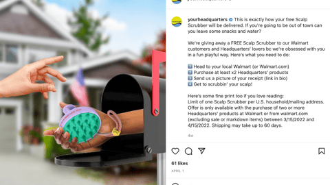 Headquarters Walmart 'Free Scalp Scrubber' Instagram Update